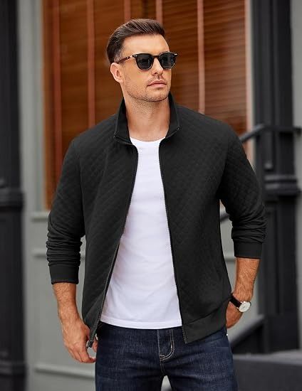Immagine di Black Quilted Zip-Up Jacket 3