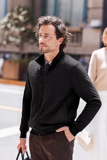 Immagine di Black Quilted Zip-Up Jacket 4