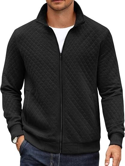 Black Quilted Zip-Up Jacket image 1