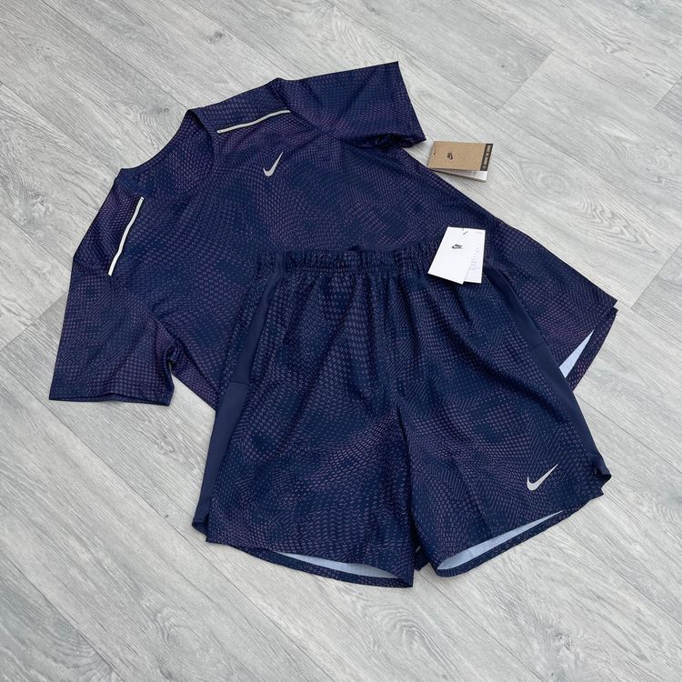 Nike Dri Fit Festival Miler Top and 7" Challenger Shorts Set - Navy/Pink