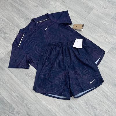 Nike Dri Fit Festival Miler Top and 7" Challenger Shorts Set - Navy/Pink