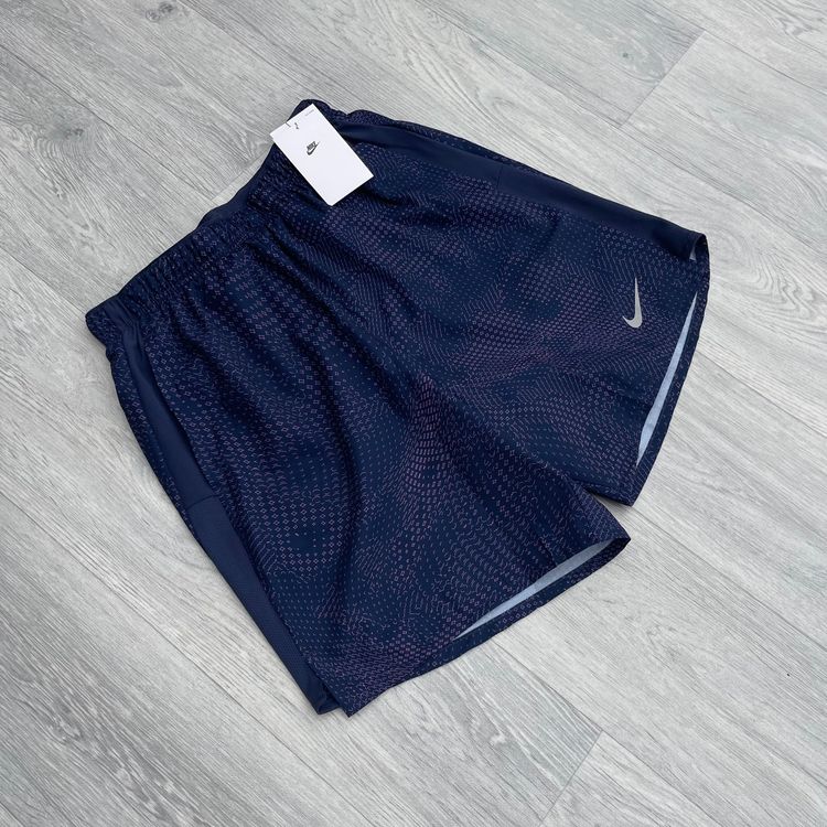 Nike Dri Fit Festival Miler Top and 7" Challenger Shorts Set - Navy/Pink image 6