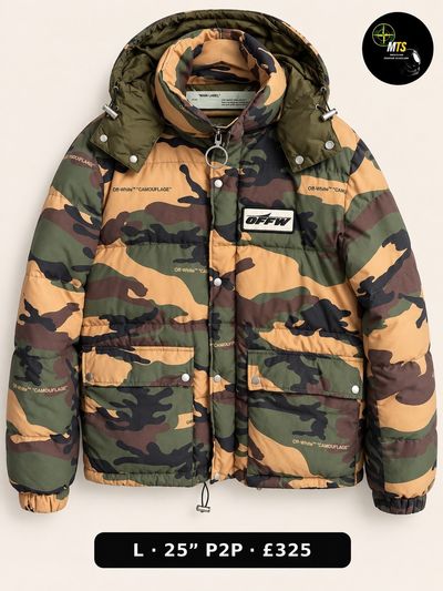 2505 Off-White Camouflage Puffer Jacket 25” p2p