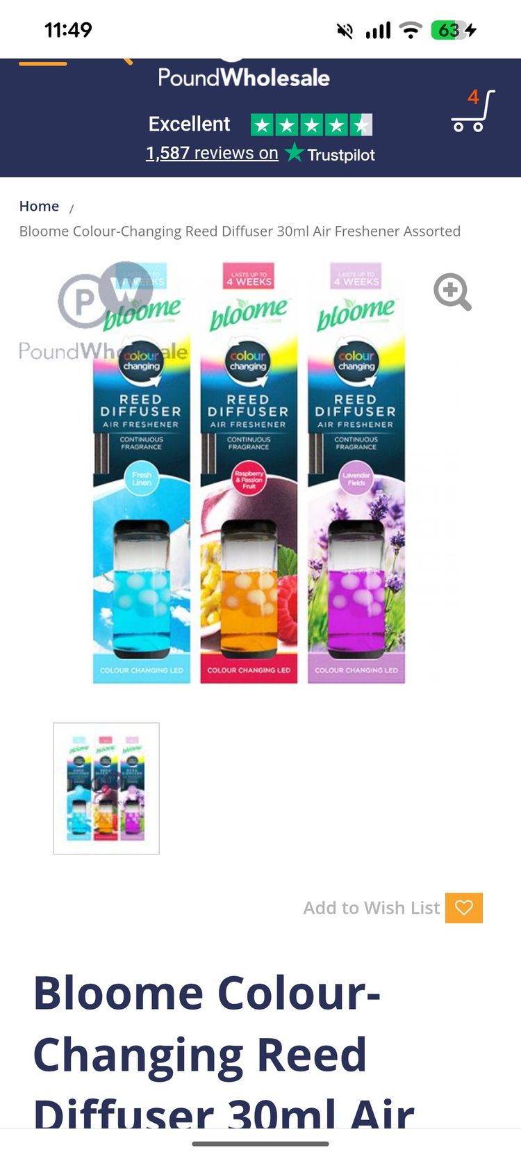 Other Bloome Colour-Changing Reed Diffuser 30Ml Air Freshener product image