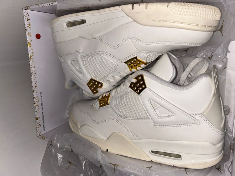 White Sneakers With Gold Accents image 7
