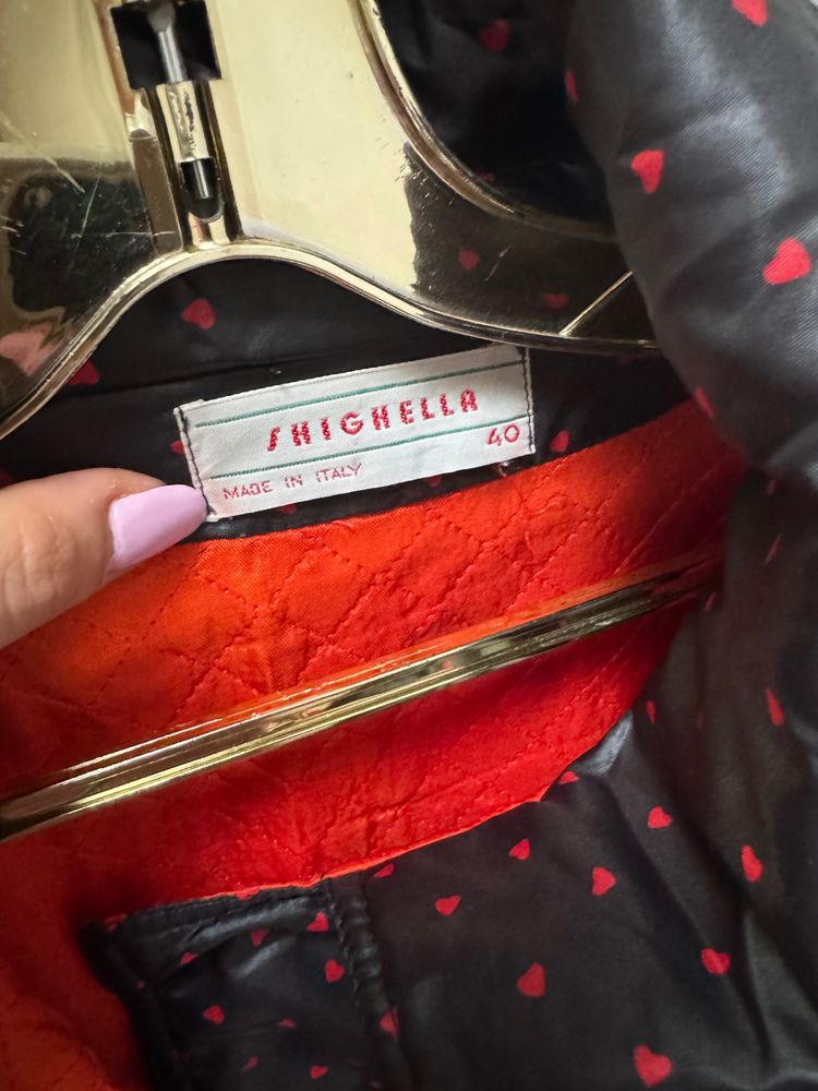 Frighella Women'S Long Black Coat With Red Hearts 2