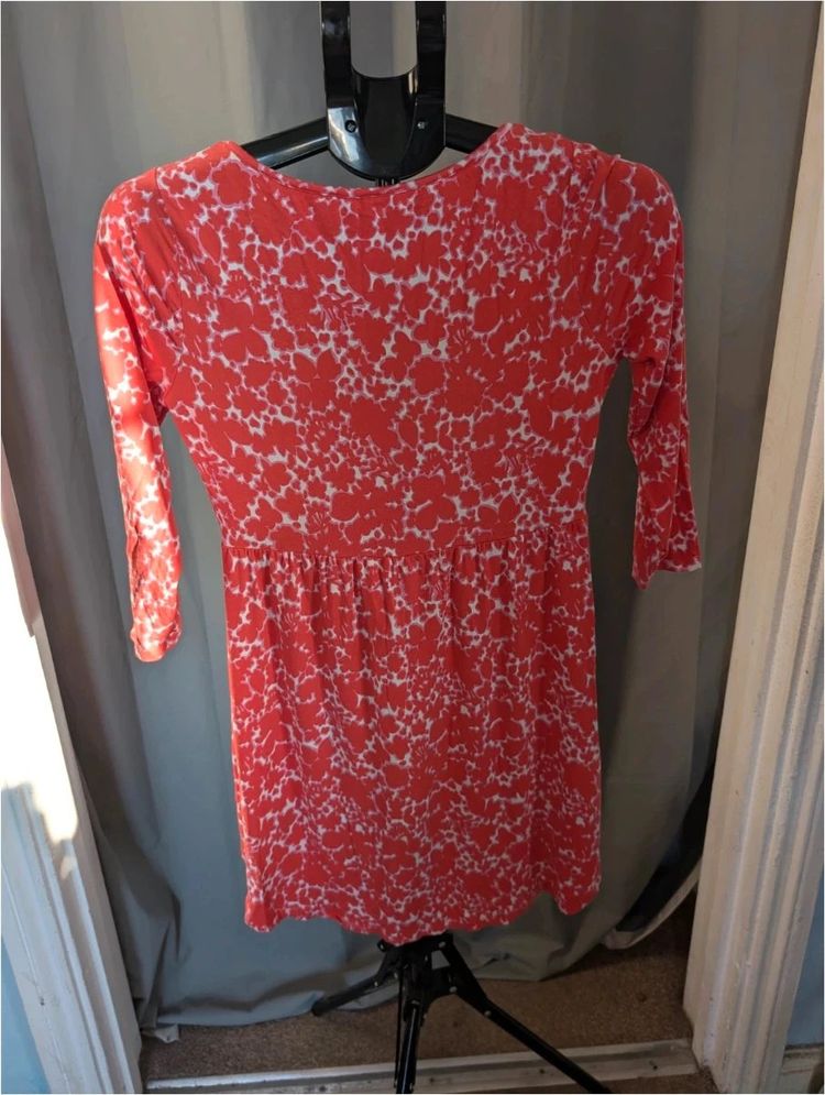 Boden Coral Pink White Floral Scoop Neck Tunic Dress UK 12 US 8 obraz 5