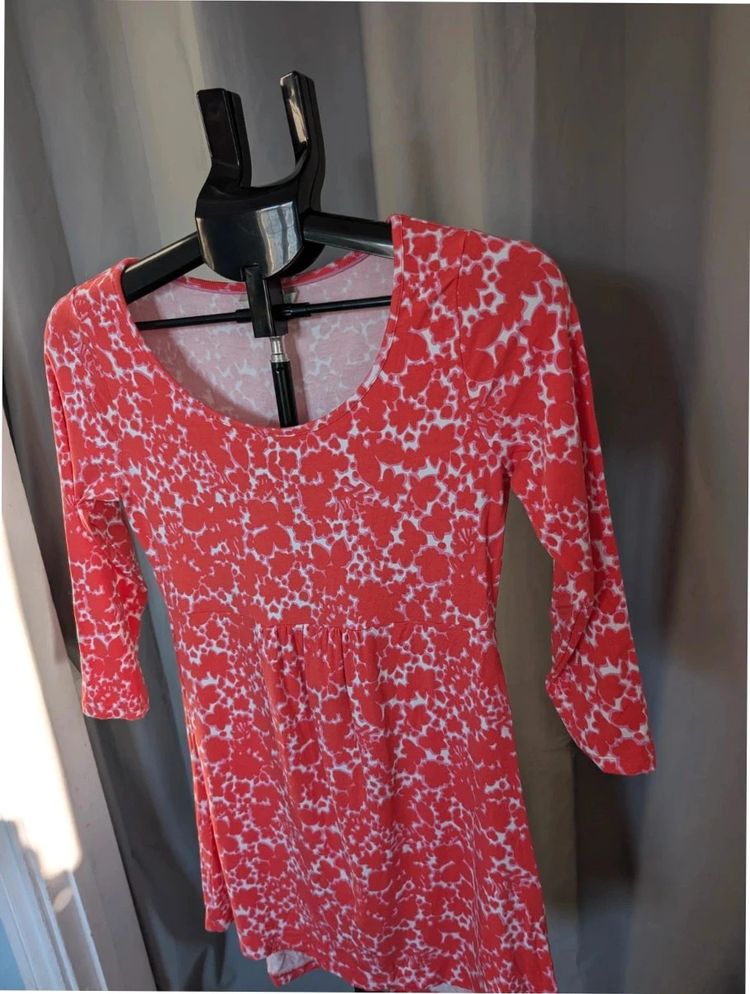 Boden Coral Pink White Floral Scoop Neck Tunic Dress UK 12 US 8 obraz 2