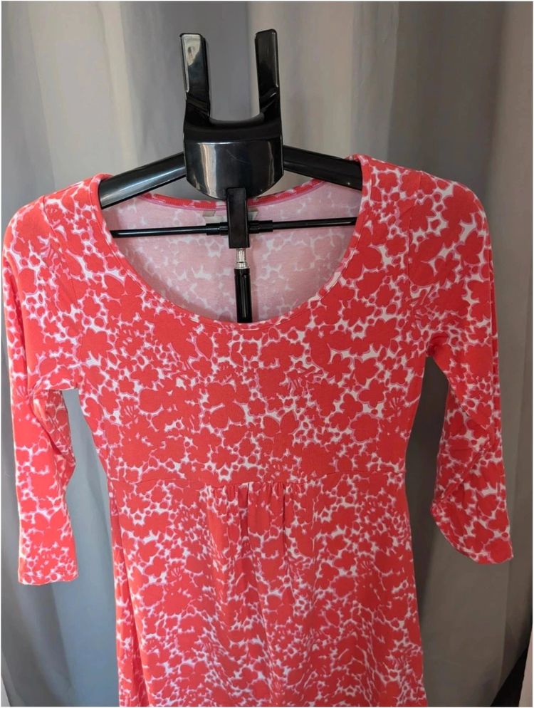 Boden Coral Pink White Floral Scoop Neck Tunic Dress UK 12 US 8 obraz 4