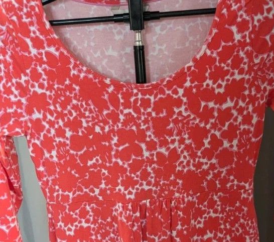 Boden Coral Pink White Floral Scoop Neck Tunic Dress UK 12 US 8 obraz 7
