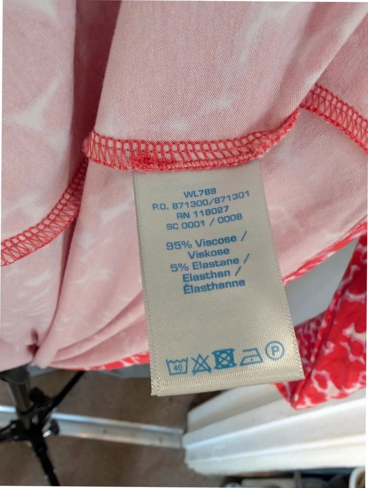 Boden Coral Pink White Floral Scoop Neck Tunic Dress UK 12 US 8 obraz 6