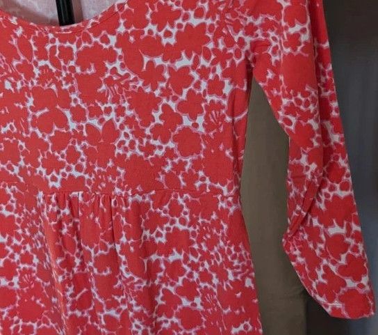 Boden Coral Pink White Floral Scoop Neck Tunic Dress UK 12 US 8 obraz 10