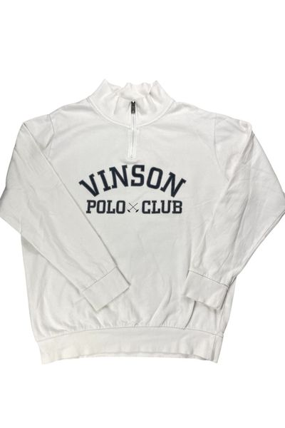 Vinson Polo Club White Quarter-Zip Sweatshirt 72x63