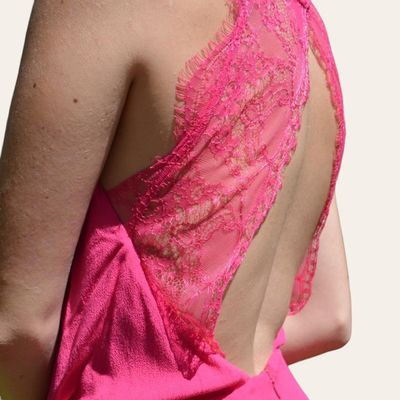 Pink Mini Dress With Lace Back 3
