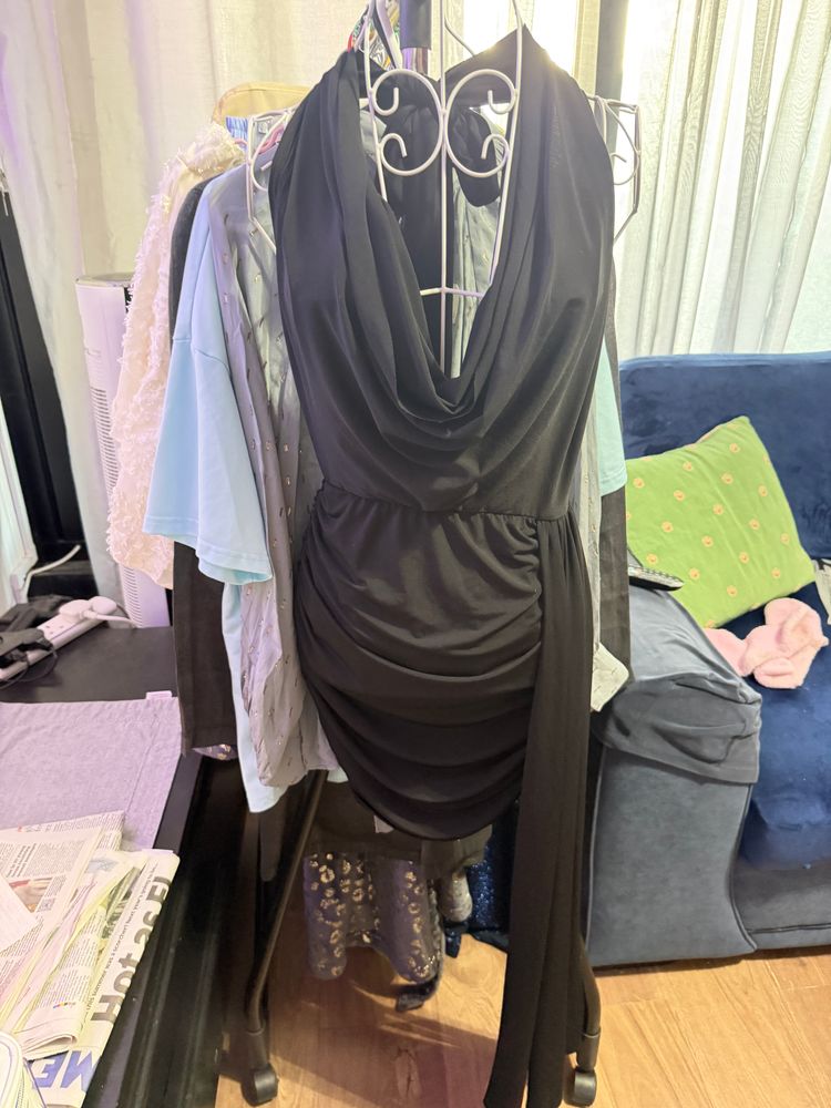 Immagine di Black Draped Sleeveless Dress 4