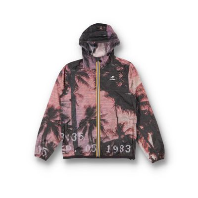 Saint Laurent Paris x K-Way Sunset Palms VHS Print Packable Windbreaker