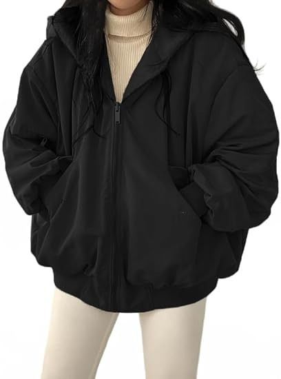 Black Oversized Zip-Up Jacket image 4