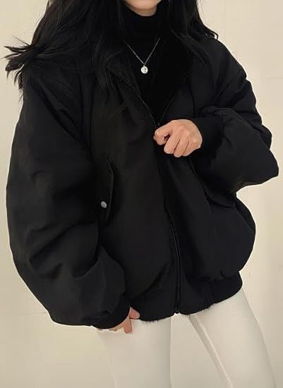 Black Oversized Zip-Up Jacket image 3