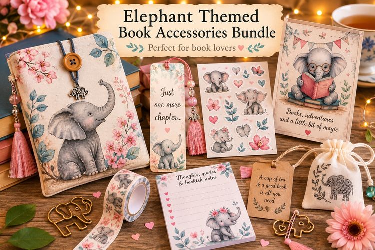 Elephant Themed Book Accessories Bundle image 1