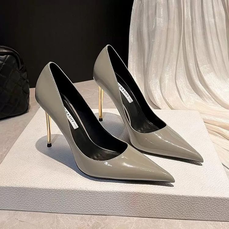 Grey Pointed High Heel Shoes image 1