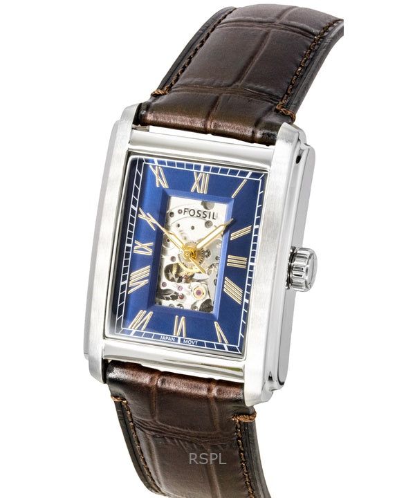 Fossil Carraway Croco Leather Strap Open Heart Blue Dial Automatic ME3273 Men's Watch image 4