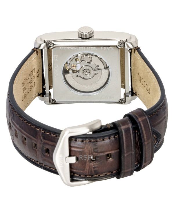 Fossil Carraway Croco Leather Strap Open Heart Blue Dial Automatic ME3273 Men's Watch image 3