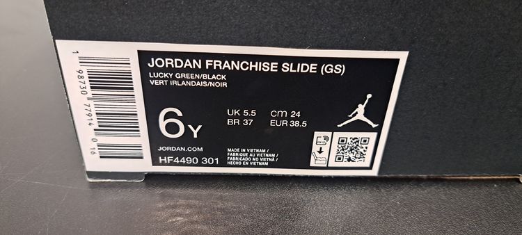 Jordan Franchise Slide (GS) UK 5.5 EUR 38.5 Lucky Green Black Brand New Full Box image 6