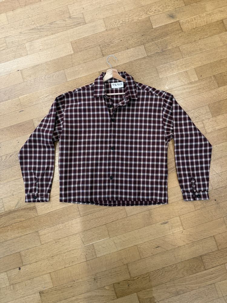 Camicia SESTOSENSO crop quadri maroon 