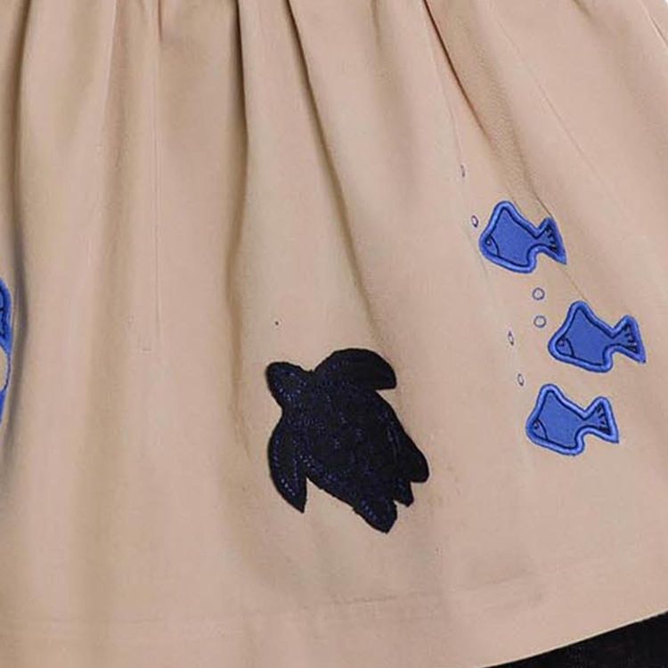 MAGIC MENDING PRELOVED Beige Cotton Skirt with Submarine, 8 years 3
