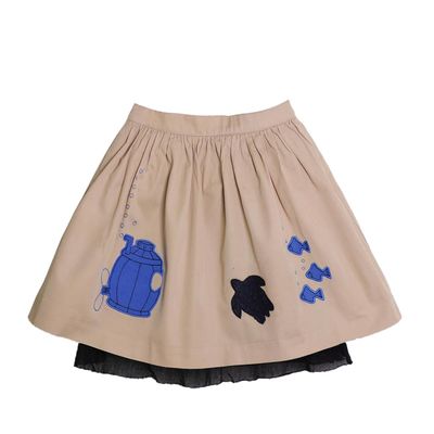MAGIC MENDING PRELOVED Beige Cotton Skirt with Submarine, 8 years 1