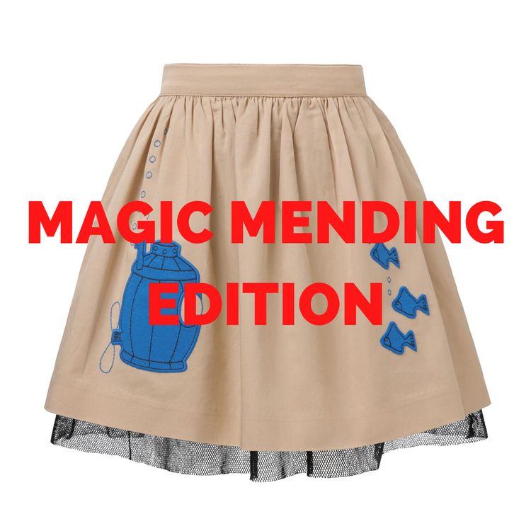 MAGIC MENDING PRELOVED Beige Cotton Skirt with Submarine, 8 years 4