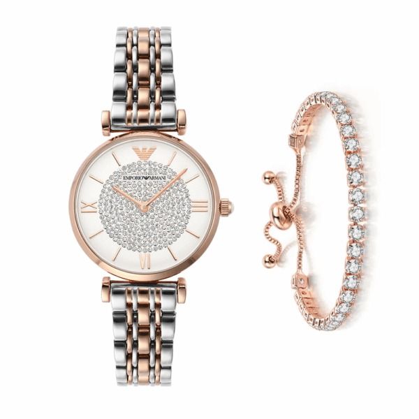 Emporio Armani AR1926 Silver Rose Gold Wristwatch for Women