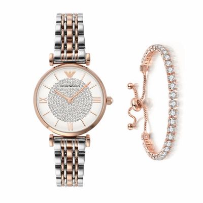 Emporio Armani AR1926 Silver Rose Gold Wristwatch for Women