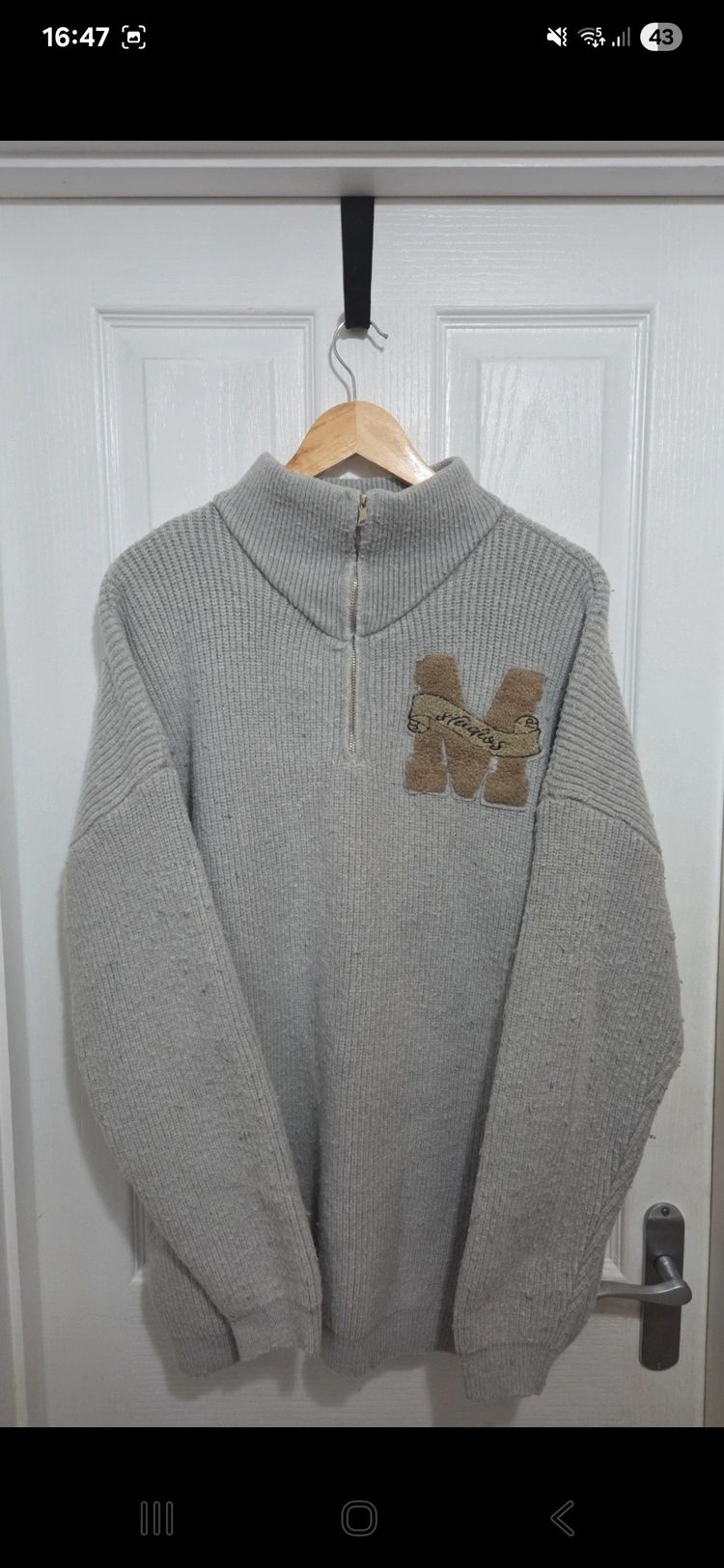 Milana Grey Quarter-Zip Oversized Sweater Medium