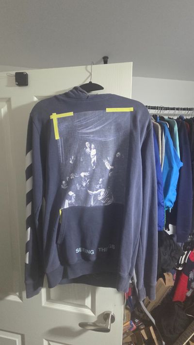 Off white Black And White Graphic Hoodie