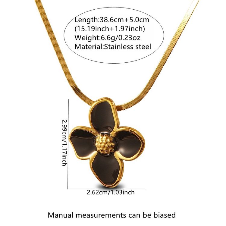 Immagine di 18k gold plated  Black And Gold Flower Necklace And Earrings Set 3