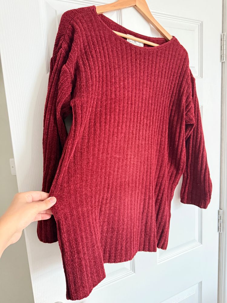 Red Ribbed Long Sleeve Top 9