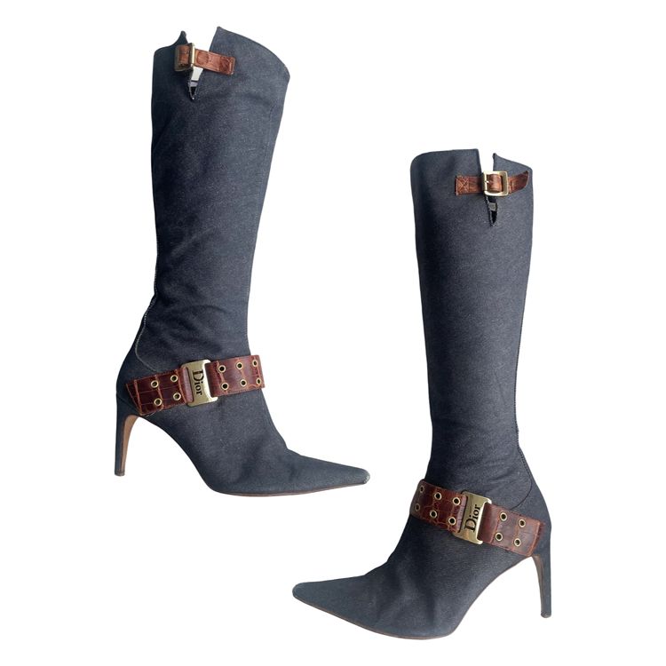 Lanabu Vintage Dior Galliano era denim boots 38.5 product image
