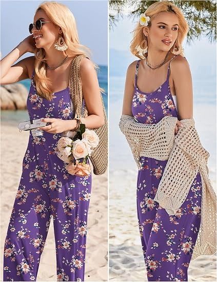 Purple Floral Sleeveless Jumpsuit image 1