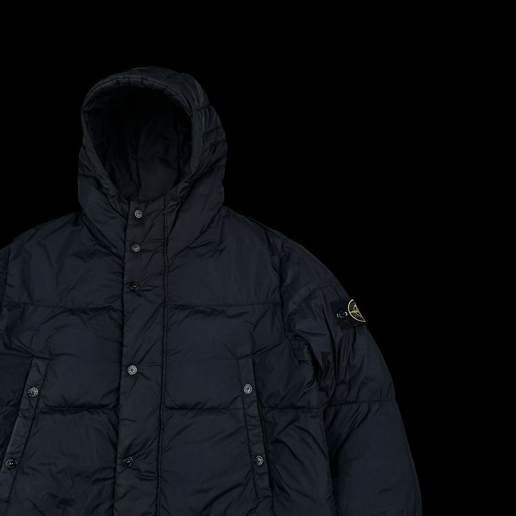 Stone Island Navy Crinkle Reps Down Longline Puffer Jacket - Large image 4