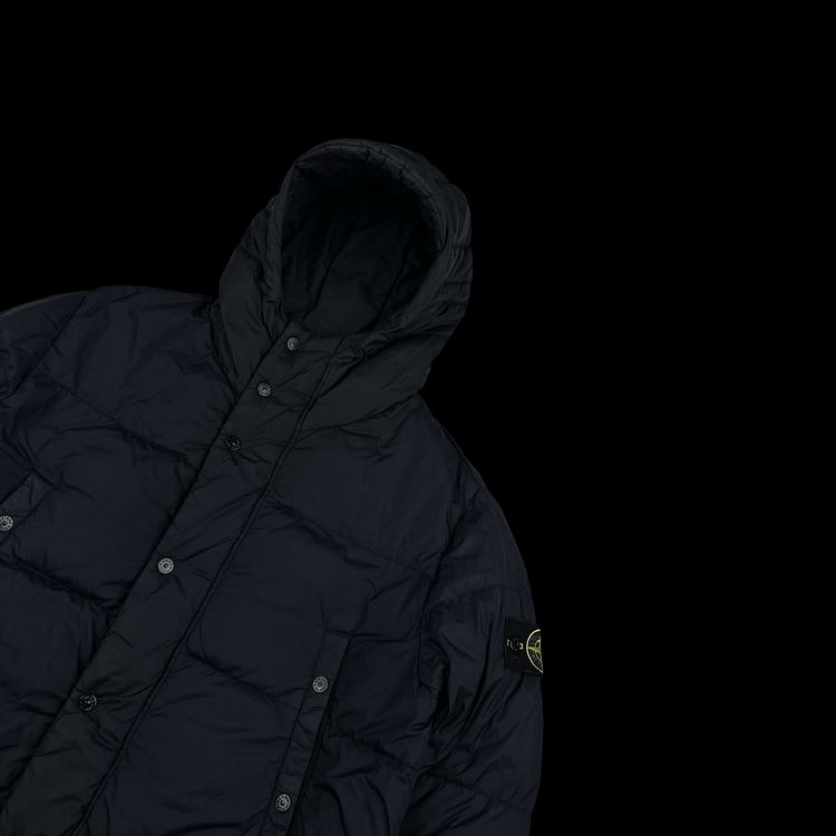Stone Island Navy Crinkle Reps Down Longline Puffer Jacket - Large image 11