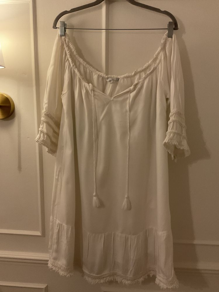 Red herring white tassel summer holiday dress  obraz 2