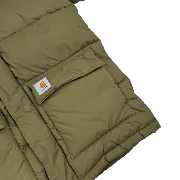 Carhartt Khaki Milter Quilted Hooded Puffer Jacket - Medium image 14
