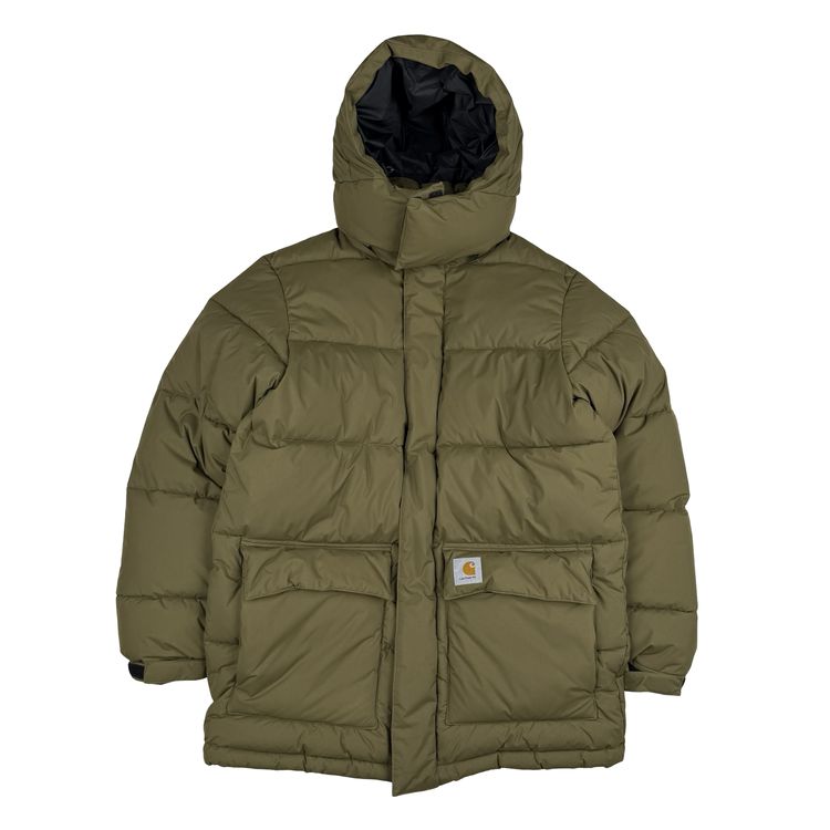 Carhartt Khaki Milter Quilted Hooded Puffer Jacket - Medium image 1