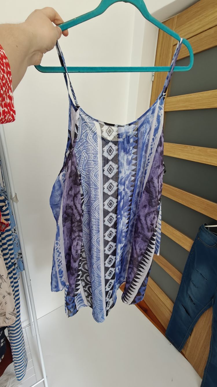 Blue And Purple Patterned Sleeveless Top