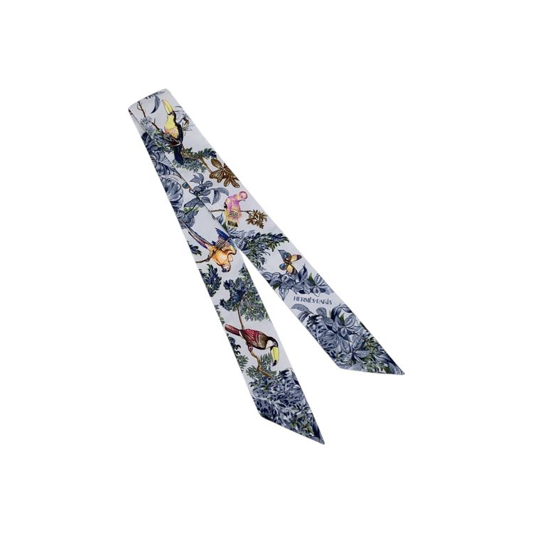 Hermes Gris Perle Equateur by Robert Dallet Silk Twilly 86 Scarf image 1