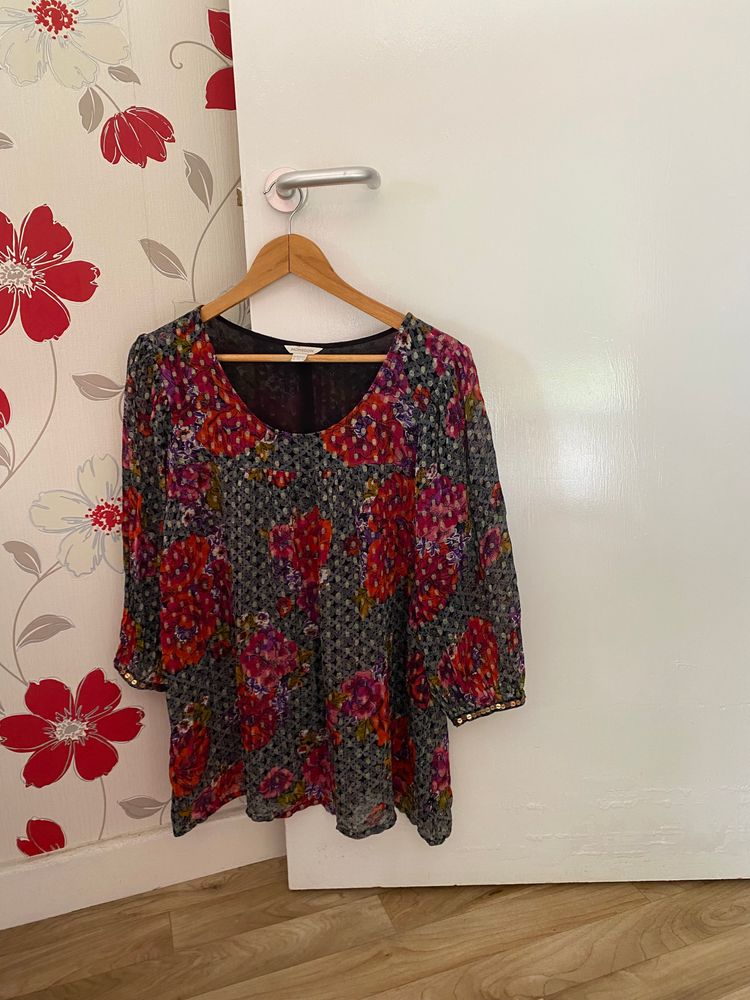 Monsoon floral print blouse size 14 