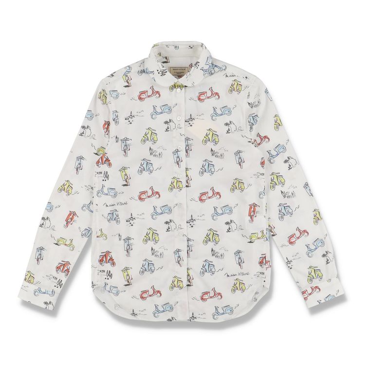 Maison Kitsune White All Over Scooter Print Shirt