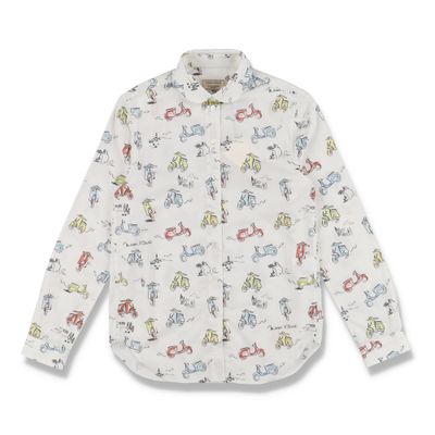 Maison Kitsune White All Over Scooter Print Shirt
