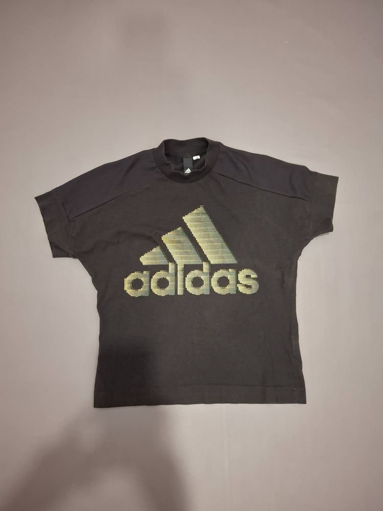 Adidas Black T-Shirt With Gold Logo